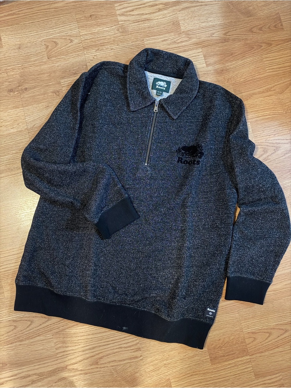 Roots Men’s Quarter Zip Sweater - Black Pepper